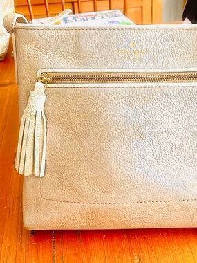 Kate Spade Beige Leather Shoulder Bag Purse. Ex Shape! Beautiful!